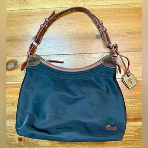 Vintage DB Dooney and Bourke | Erica Nylon Hobo Bag | Black & Brown
